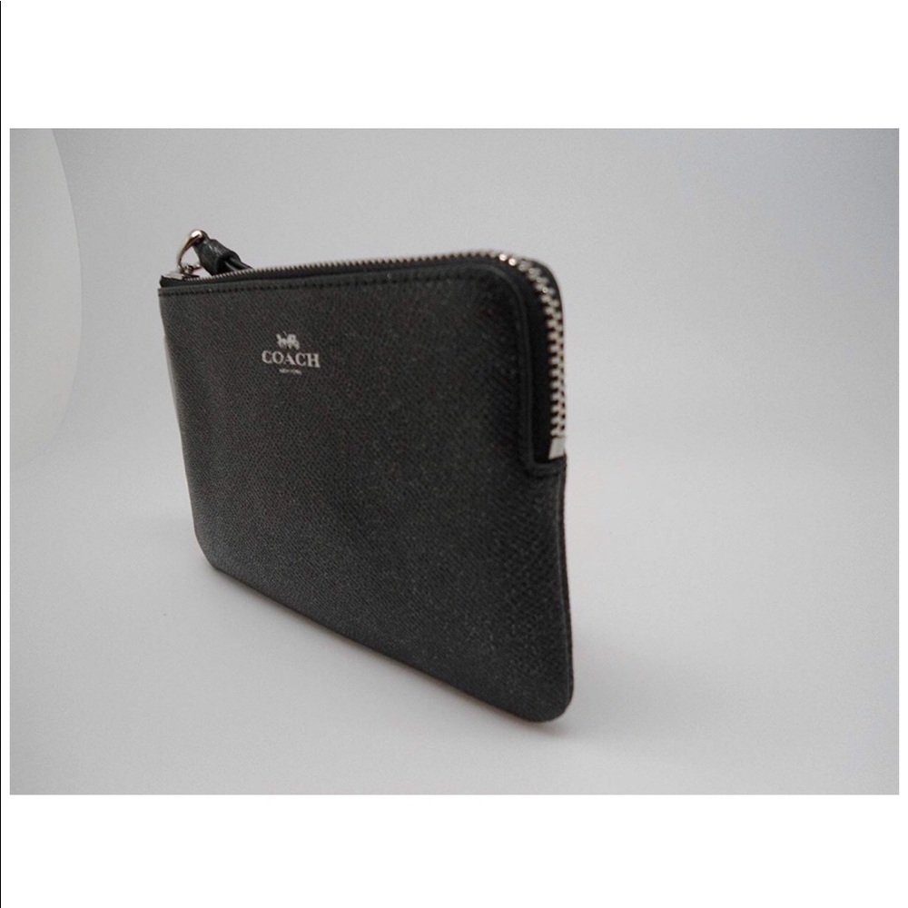 Coach Leather Glitter Corner Zip Wristlet - Picture 6 of 8